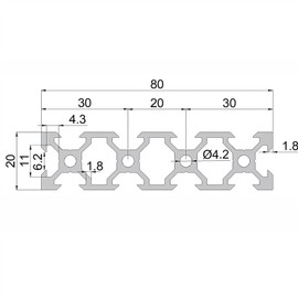 Kwweeoo 2080 Aluminum Extrusion V Slot 800mm Long Black 1 Pack, Extruded Aluminum Profile V-Slot 20 Series European Standard Anodized Linear Rail 20 x 80 31.5" 1Pcs