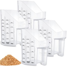 Uiifan Feed Scoop with Measurements 3 Quarts Plastic Measuring Reusable Pellet Scoop for Horse Goat Sheep Cattle Feeding Supplies(4 Pcs)