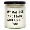 Maltese Dog Lover's Funny Gift: Vanilla Soy Candle, 9oz, Hand-Poured,