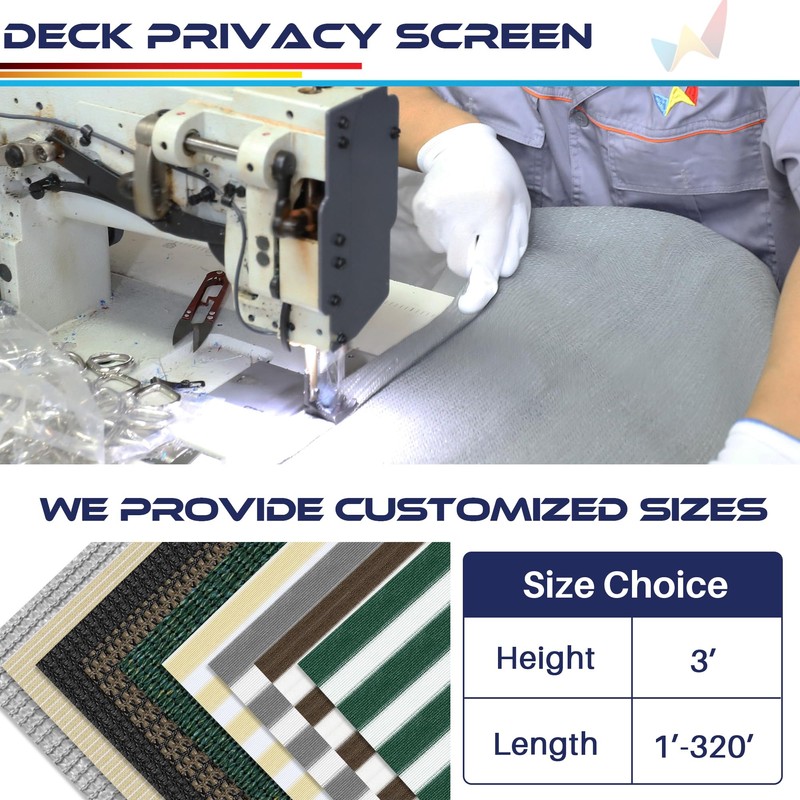 Windscreen4less 3'x12' Deck Balcony Privacy Screen Fence Apartment Balcony Mesh