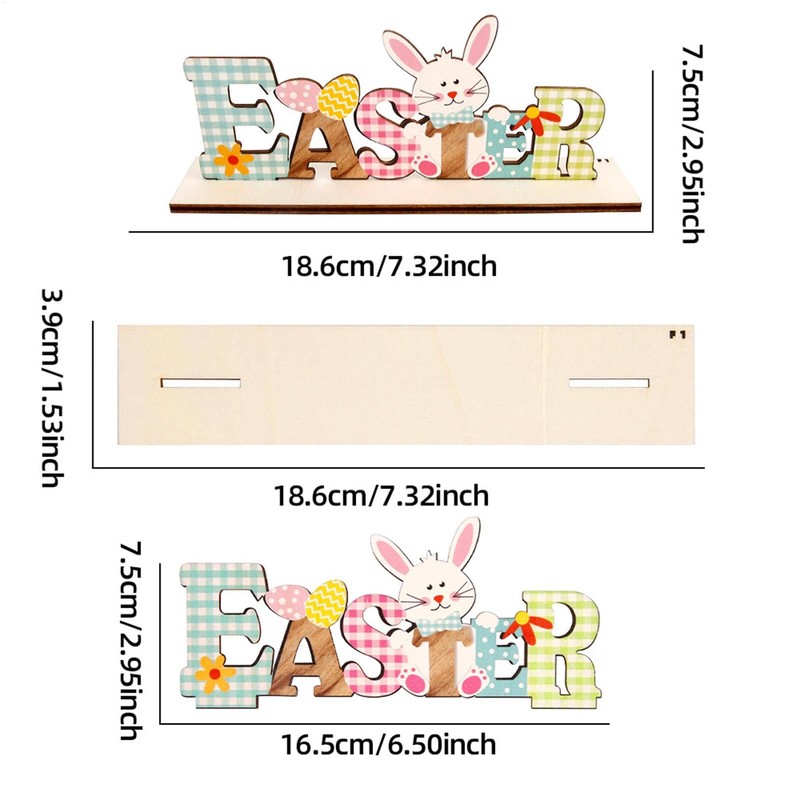Generic Wooden Easter Bunny Tabletop Sign, Funny Indoor Home Decor