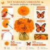 Flores Artificiales de caléndula Colocar,Incluir 50piezas Flores de Cempasuchil Artificiales