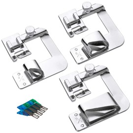 HONEYSEW Rolled Hem Foot, Hemming Presser Foot Kit for Sewing Rolled Hemmer Pressure Foot for Brother Singer and Other Sewing Machine (3Size Wide Rolled Hem Foot)