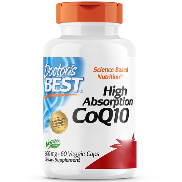 Doctor's Best, High Absorption CoQ10 with BioPerine, 200 mg, 60 Vegan Capsules, Laboratory Tested, Gluten Free, Soy Free, Vegetarian