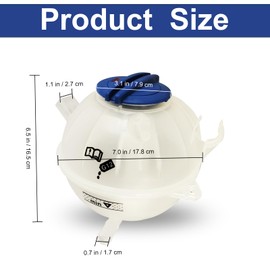 603-253 1K0121407A Coolant Reservoir Tank with Cap for 2006-2019 Aud1 A3 Q3 TT RS3 & VW Jetta Passat Golf GTI Beetle CC Eos Rabbit (2006-2019 Models) - Replacement Engine Coolant Expansion Tank