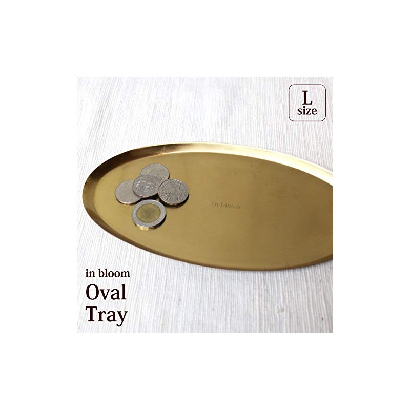 creer Cash Tray, Coin Tray, Metal, In-Bloom, Oval Tray (Large)