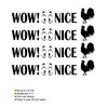 4 Pack Wow Whoa Nice Rooster Cock Toilet Sticker Decal