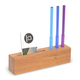 Natuhr Robert Pen Holder, Business Card Holder, Wooden for Desk, Reception Counter, Office, Practice, Note Holder, Pen Stand, Organiser Pen Holder Made of Solid Wood (Oiled Oak)