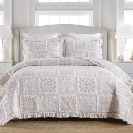 MarCielo 3-Piece 100% Cotton Oversized Bedspread Lightweight Quilt Coverlet Embroidery Farmhouse Bedding Set (TJ Colorful,King (112"x102"))