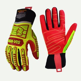Seibertron HIGH-VIS HRIG Anti Impact Work Gloves Hi-Vis Oil and Gas Water Resistant Safety Heavy Duty Utility Mechanic Rigger Glove with TPR Protection Yellow Red CE EN388 4132 S