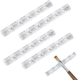 Nail Art Pen Holder 4pcs Gel Nail Brush Holder Nail Brush Holder Brush Stand Nail Tool Stable Non-Roll Transparent 5 Grid