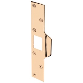Prime-Line U 9426 Maximum Security Latch Strike, 1-1/4 In. x 7-7/8 In., Steel, Brass Plated (Single Pack)