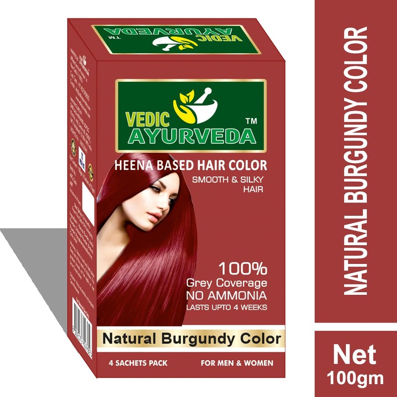 VEDICAYURVEDA Natural Burgundy Hair Color with No Ammonia For Men