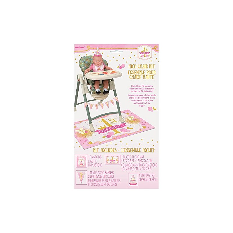 Stunning Pink & Gold First Birthday High Chair Decorating Kit