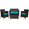 Goplus 4-Piece Rattan Patio Set, Outdoor/Indoor Wicker Conversation Set for