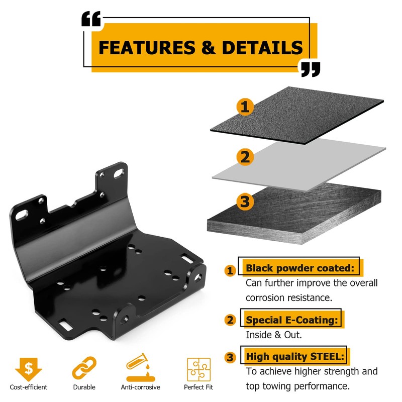 WeiSen Winch Mount Plate Bracket Compatible with 2016-2023 Yamaha Grizzly