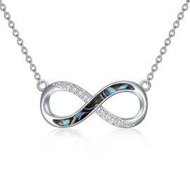 SLIACETE Infinity Pendant Necklace for Women Abalone Shell Moissanite Infinity Necklace 925 Sterling Silver Anniversary Birthday Gifts for Women Wife
