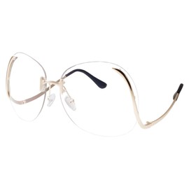 Women's Stylish Clear Lens Glasses Rimless Oversized Clear