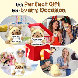 AICase Siamese Cat Gifts Positive Crochet Animals, Emotional Support Nuggets Funny Cat Lover Gifts for Women Men Mom Dad Birthday Christmas Stocking Stuffers Cute Themed Decor Stuff Merch
