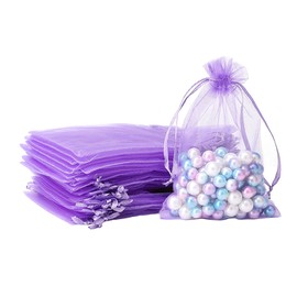 100pk Light Purple Organza Gift Bags,10x15cm Small Organza Favor Bags,Wedding Jewelry Pouches with Drawstring,Mesh Candy Favour Bag Party Sweet Bags for Birthday,Wedding,Christmas,Gift Wrapping