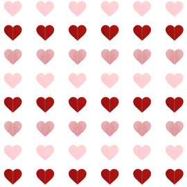 88 Glitter Hearts Valentines Decorations, 4PCS Valentines Day Garland, 5.9 FT Valentines Garland, Vertical Paper Valentines Day Banner Red Pink Heart Banner for Weddings Birthdays Anniversary