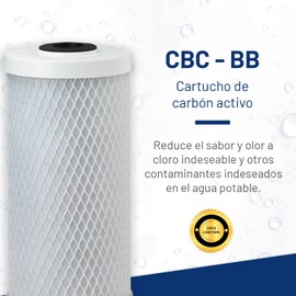 Pentair Pentek CBC-BB Big Blue Carbon Water Filter, Whole House Heavy Duty Carbon Block Replacement Cartridge with Bonded Powdered Activated Carbon (PAC) Filter, 10" x 4.5", 0.5 Micron, White