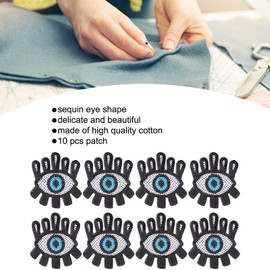Embroidered Patches 10pcs Sequin Eye Shape Covering Breakages Stains Iron on Patches Sew On/Iron on Patch Applique for Clothes Dress Hat Jeans DIY Accessories