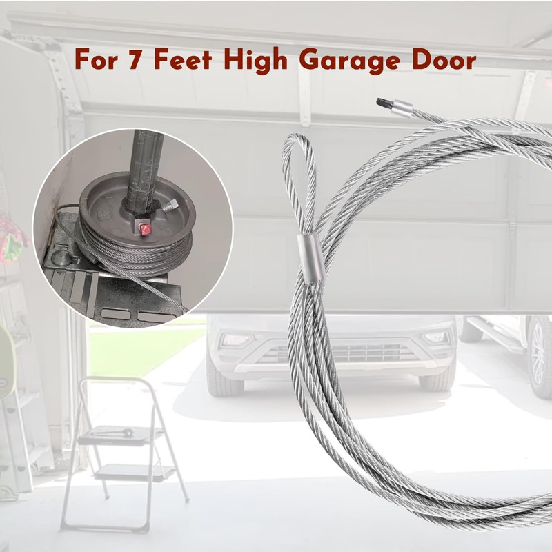 2PCS 3/25 10FT Garage Door Cable High-Quality 304 Steel Galvanized