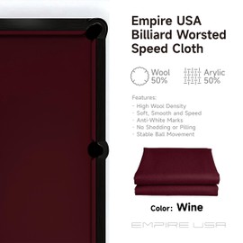 Empire USA - Wine Billiard Worsted Speed Cloth/Felt - 8ft