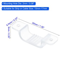 MACHSWON LED Strip Light Clips 50Pcs Mounting Bracket Fixing Clips Clamp Holders with Screws for 15mm-17mm Neon RGB Light Cable Ribbon Translucent