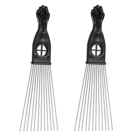 Lurrose 2 Stück Afro Pick Comb Frisur, Haarstyling, Friseursalon, Entwirrung, Zopf, Kamm für den Salon zu Hause, Haarzubehör