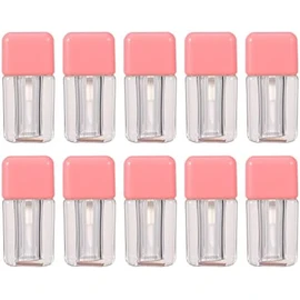 Botellas Vacías de Brillo Labial 4ml, Abs Rosa, 10 Piezas Tubo Cuadrado Mini, Sellado Hermético, Portátil y Ligero, para Oficina o Bricolaje, Líquidos Varios