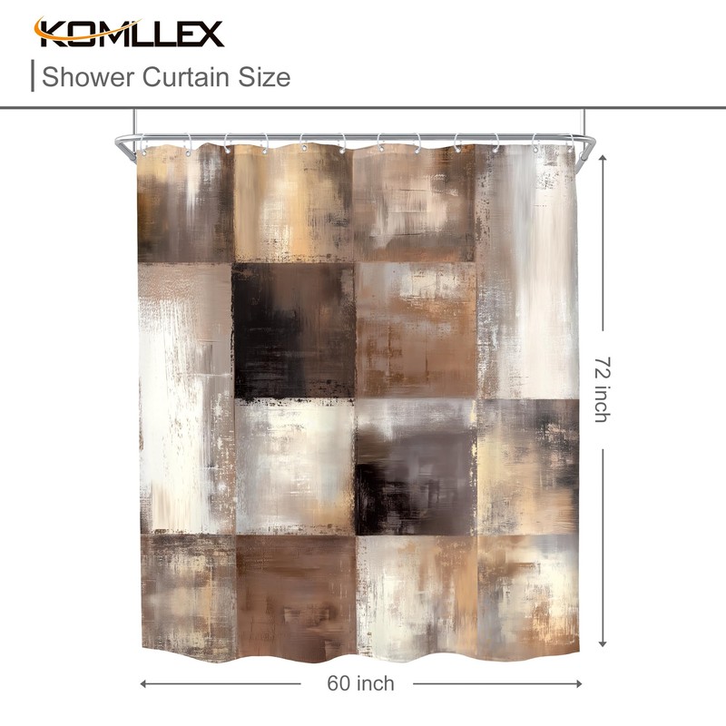 Brown Shower Curtain Rust Rustic Modern Abstract Geometric Bathroom Set