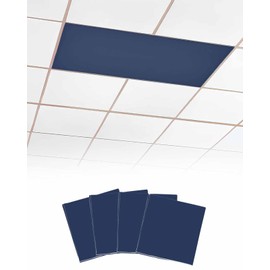 Navy Blue Fluorescent Light Covers for Ceiling Lights 4x2 feet, 4 Pack Magnetic Light Filters for Classroom, Pure Color Modern Minimalist Art Fluorescent Light Shade Panel for Office School Drop Home
