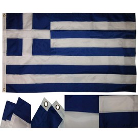 JumpingLight 3x5 Embroidered Sewn Greece Country Premium Quality Nylon Flag 3x5 (RAM) - Quality Flags
