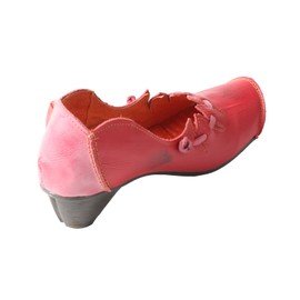 TMA EYES Women's Leather Soft Sole Slip on Low Heel Casual Shoes (Red,6.5)