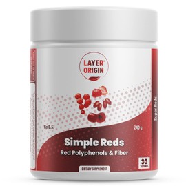 Layer Origin Simple Reds - Organic Red Polyphenols Fruit Powder | Five Real Red Whole Fruits | 30 Servings