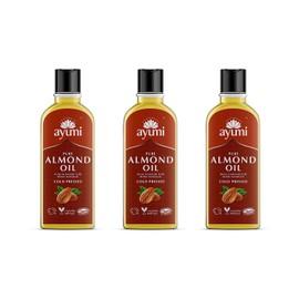 Ayumi Pure Almond Oil, Rich in Fatty Acids to Keep Skin Protected From Dryness & Wrinkles, Alleviates Dry Hair & Scalp Conditions - 3 x 150ml