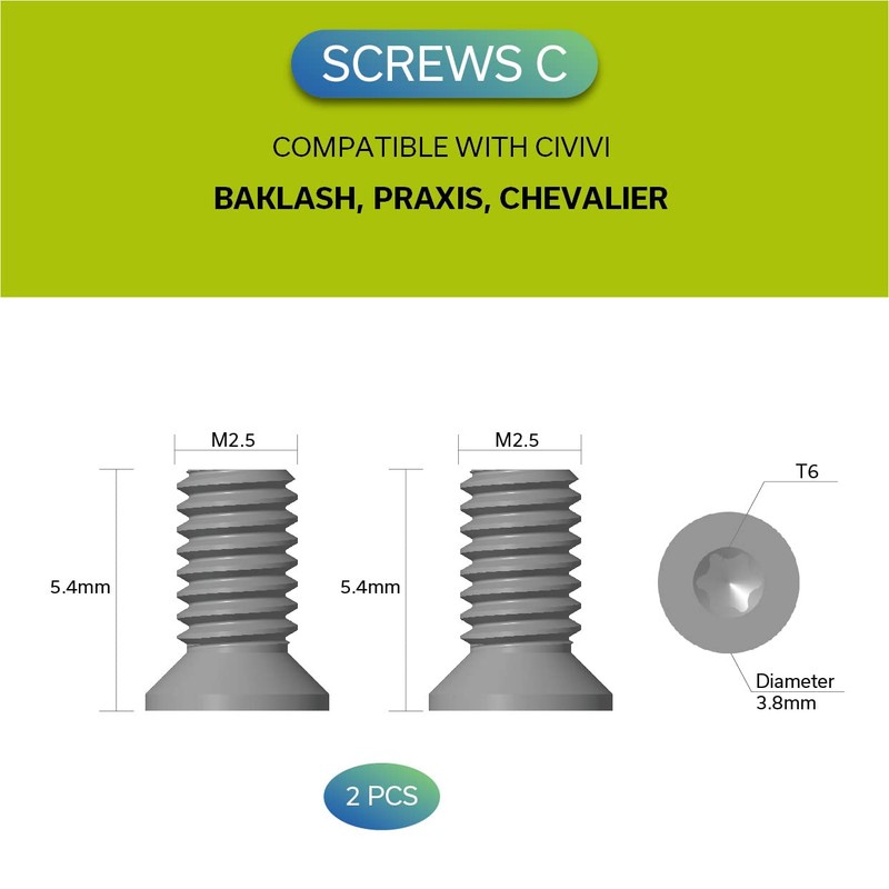 CIVIVI Stainless Steel Pocket Clip Screws CA-12A (Plain)