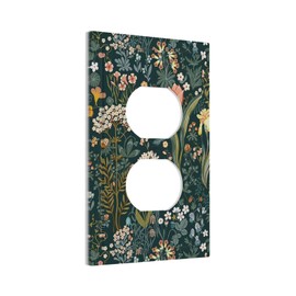 Watercolor Wildflower Floral Botanical 1 Gang Outlet Covers Duplex Receptacle Wall Plate Decorative Electrical Faceplate Switchplates for Country Bedroom Decorate