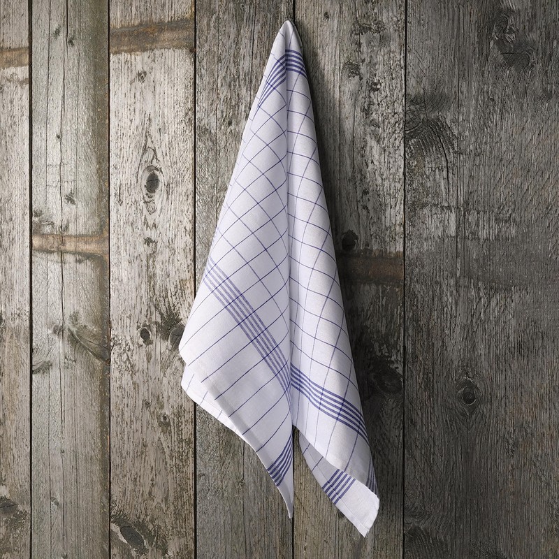 Vaily Tea Towels Blue Checked Pack of 10 - 70