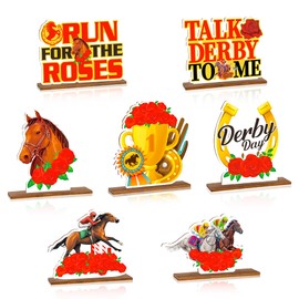 7pcs Derby Horse Party Decorations Horse Racing Table Centerpieces Decorations Horse Racing Festival Wooden Tabletop Centerpieces for Party Supplies