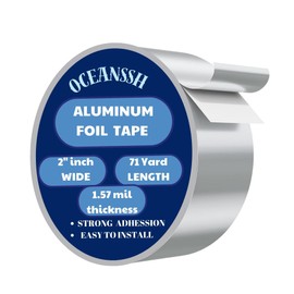 OceanSSH Aluminum Tape - High Temp & Waterproof Foil Tape for Ductwork & Insulation, Strong Adhesive, Heavy Duty Silver Tape, 2" x 71 Yards, Ideal for Sealing & Repairs (1.57 mil)