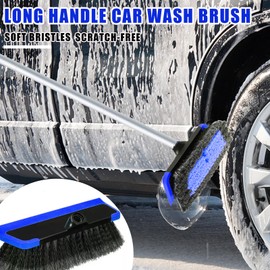 62'' Car Wash Brush with Long Handle, Car Wash Kit with Tire Brush, Car Detailing Brush,Window Squeegee, Chenille Microfiber Car Wash Mop Mitt, Car Cleaning Brush Kit Supplies for Car, Truck, SUV, RV