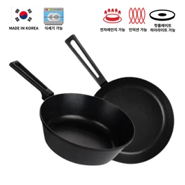[No Margin Deal] Environmental hormone / [노마진딜] 환경호르몬X 안눌러붙는 만능 안덕션호환 프라이팬28cm 궁중팬28cm 세트 논스틱코팅, 프라이팬28cm+궁중팬28cm+유리뚜껑