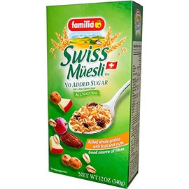 Familia, Swiss Muesli No Added Sugar, Rolled Whole Grains with Fruit and Nuts, 12 oz (340 g) - 2pcs