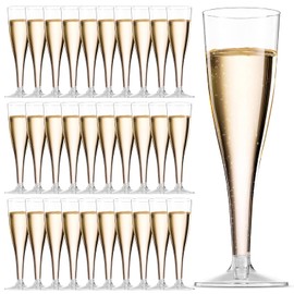 Copas de Champagne de Plástico Reutilizables,Contiene 30 Piezas de Copas para Champán y Vino de 4.5 Oz (133 ml) para Fiestas, Bodas, Reuniones Familiares