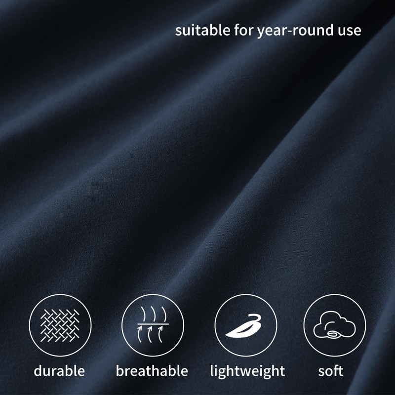 RUIKASI King Fitted Sheet Deep - Navy Blue Bottom Sheet