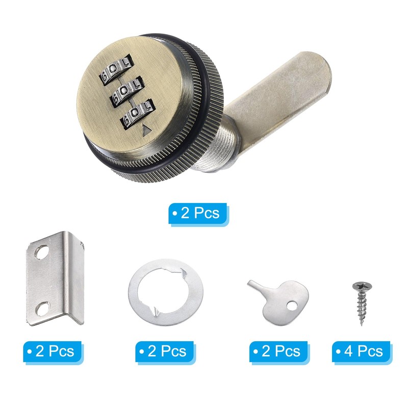PATIKIL 1-1/8" Combination Cam Lock, 2 Pcs File Cabinet Locks