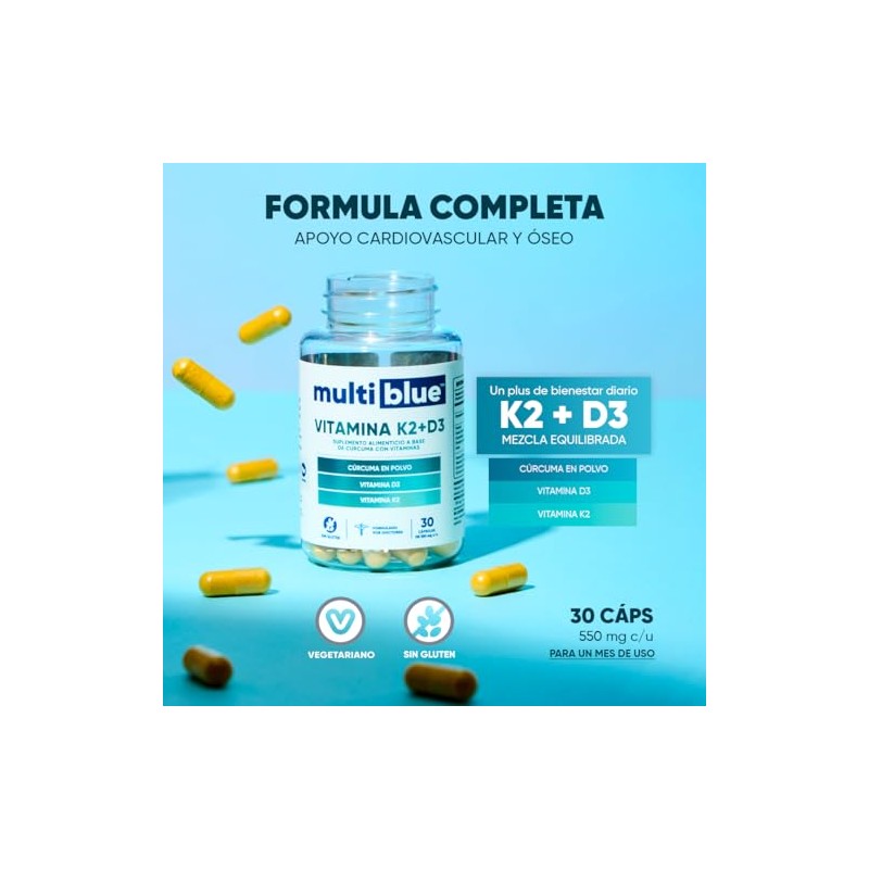 Vitamina D3 K2 30 Cápsulas de 550mg | Combinación Óptima